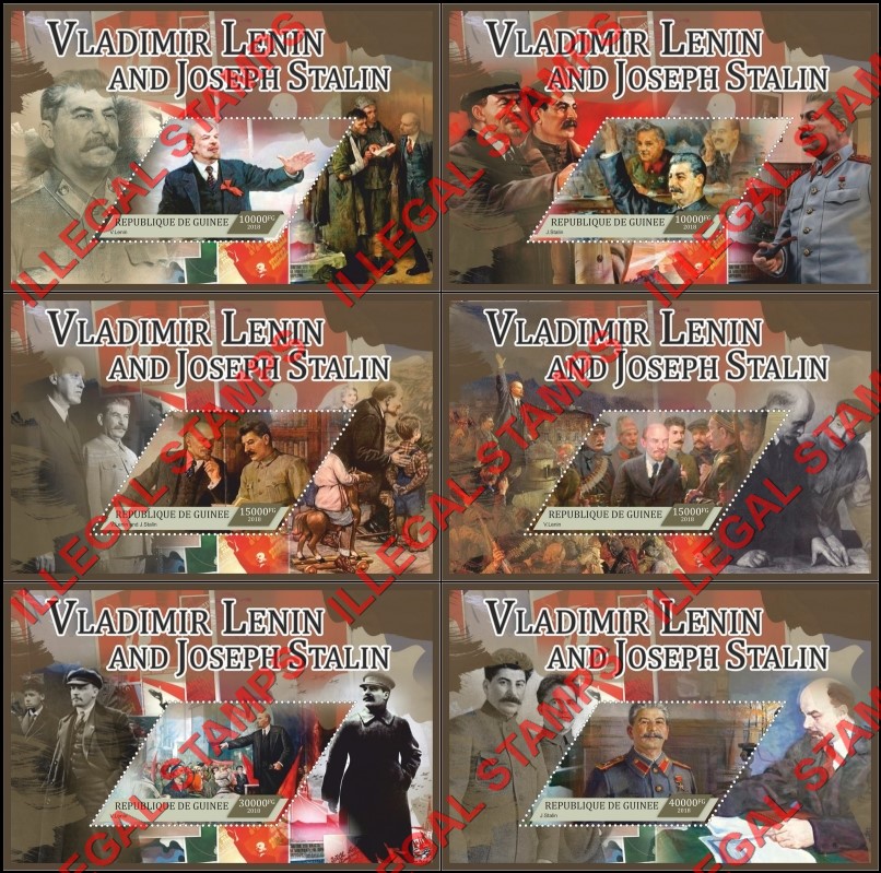 Guinea Republic 2018 Lenin and Stalin Illegal Stamp Souvenir Sheets of 1 Guinea Republic 2018 Lenin and Stalin Illegal Stamp Souvenir Sheets of 1