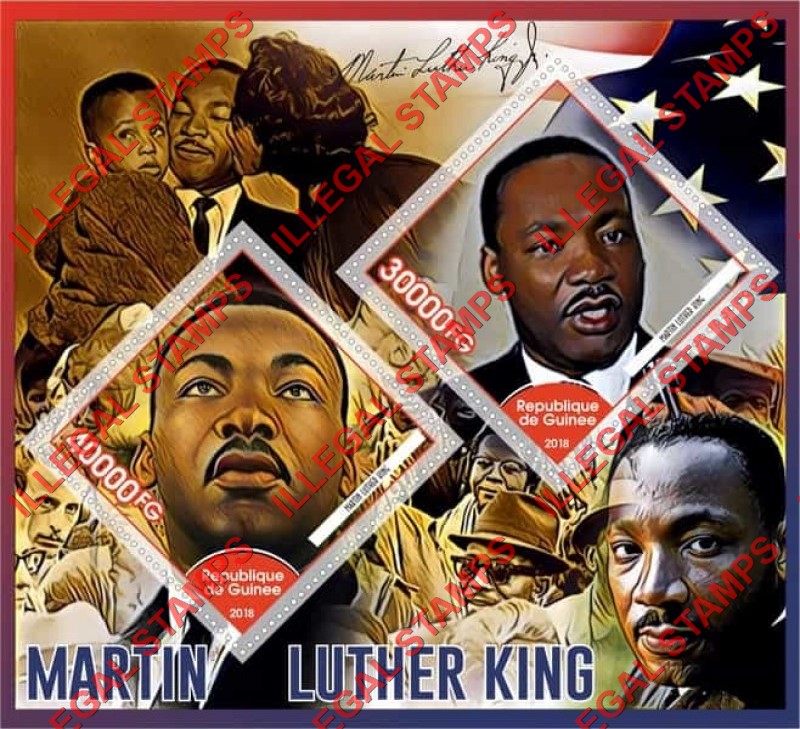 Guinea Republic 2018 Martin Luther King Illegal Stamp Souvenir Sheet of 2 Guinea Republic 2018 Martin Luther King Illegal Stamp Souvenir Sheet of 2