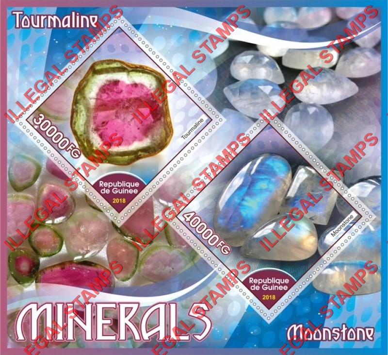 Guinea Republic 2018 Minerals Illegal Stamp Souvenir Sheet of 2 Guinea Republic 2018 Minerals Illegal Stamp Souvenir Sheet of 2
