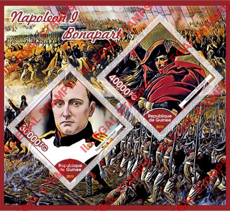 Guinea Republic 2018 Napoleon Bonaparte Illegal Stamp Souvenir Sheet of 2 Guinea Republic 2018 Napoleon Bonaparte Illegal Stamp Souvenir Sheet of 2