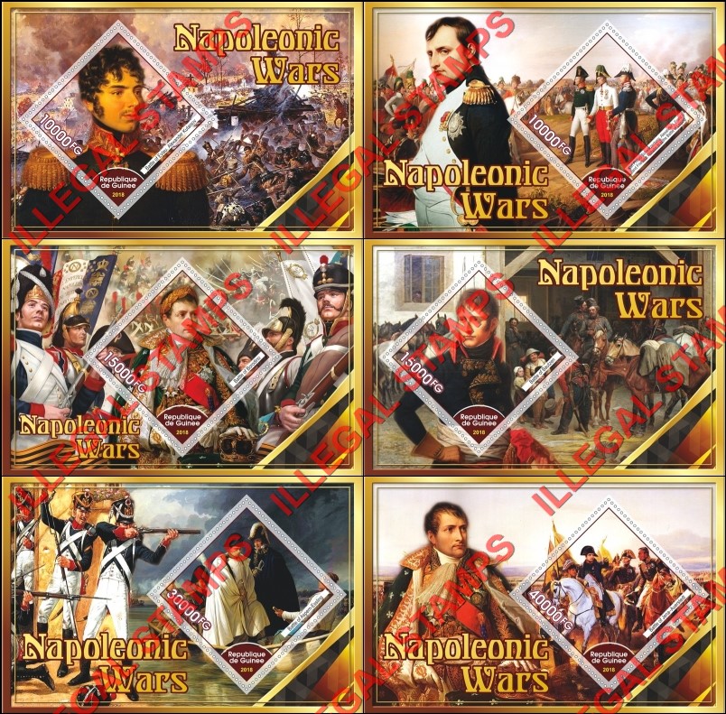 Guinea Republic 2018 Napoleonic Wars Illegal Stamp Souvenir Sheets of 1 Guinea Republic 2018 Napoleonic Wars Illegal Stamp Souvenir Sheets of 1