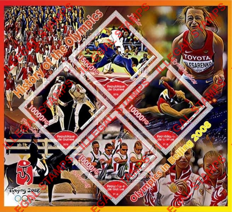 Guinea Republic 2018 Olympic Games in Beijing in 2008 Illegal Stamp Souvenir Sheet of 4 Guinea Republic 2018 Olympic Games in Beijing in 2008 Illegal Stamp Souvenir Sheet of 4