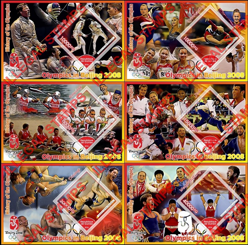 Guinea Republic 2018 Olympic Games in Beijing in 2008 Illegal Stamp Souvenir Sheets of 1 Guinea Republic 2018 Olympic Games in Beijing in 2008 Illegal Stamp Souvenir Sheets of 1