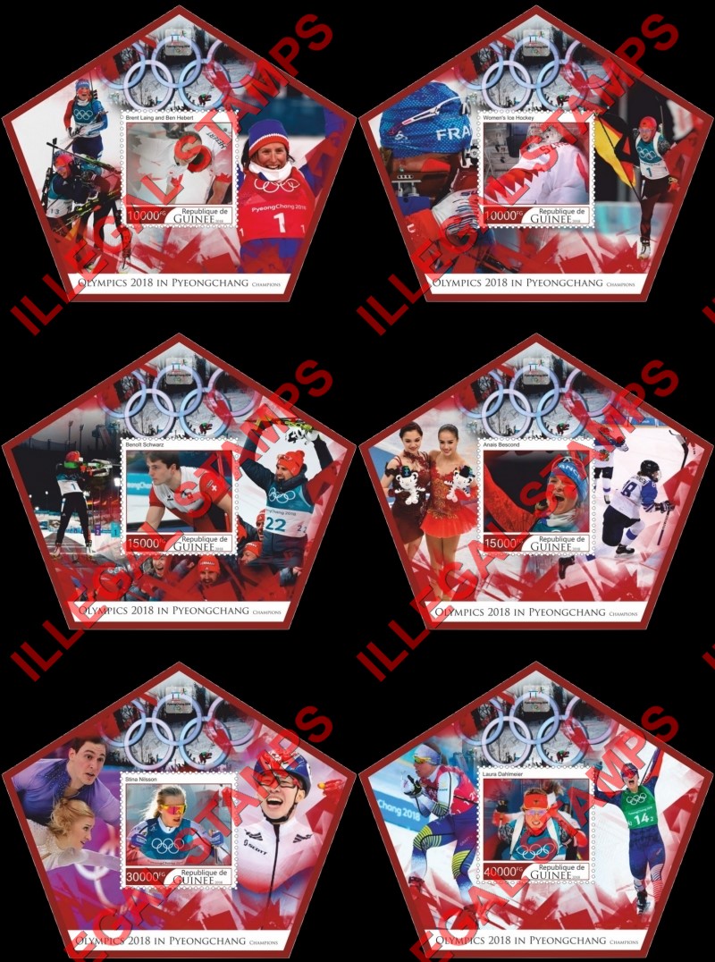 Guinea Republic 2018 Olympic Games in PyeongChang Champions Illegal Stamp Souvenir Sheets of 1 Guinea Republic 2018 Olympic Games in PyeongChang Champions Illegal Stamp Souvenir Sheets of 1