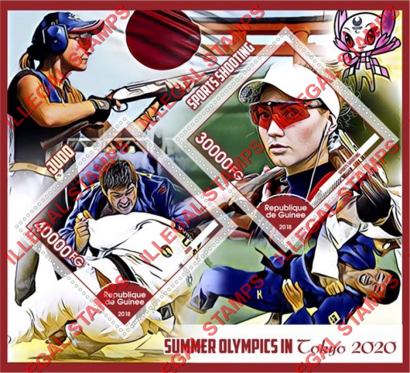 Guinea Republic 2018 Olympic Games in Tokyo in 2020 Illegal Stamp Souvenir Sheet of 2 Guinea Republic 2018 Olympic Games in Tokyo in 2020 Illegal Stamp Souvenir Sheet of 2