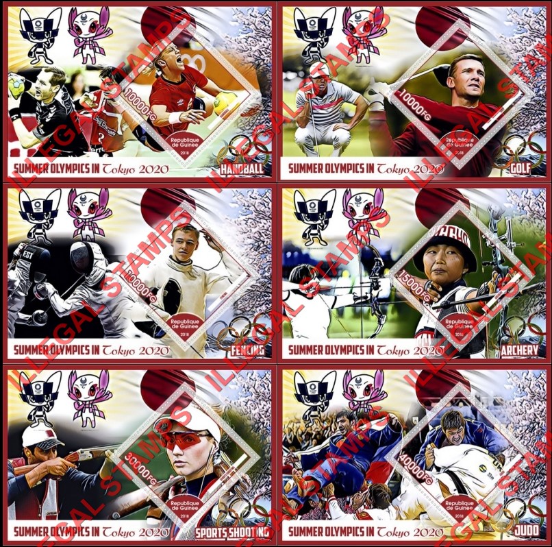 Guinea Republic 2018 Olympic Games in Tokyo in 2020 Illegal Stamp Souvenir Sheets of 1 Guinea Republic 2018 Olympic Games in Tokyo in 2020 Illegal Stamp Souvenir Sheets of 1