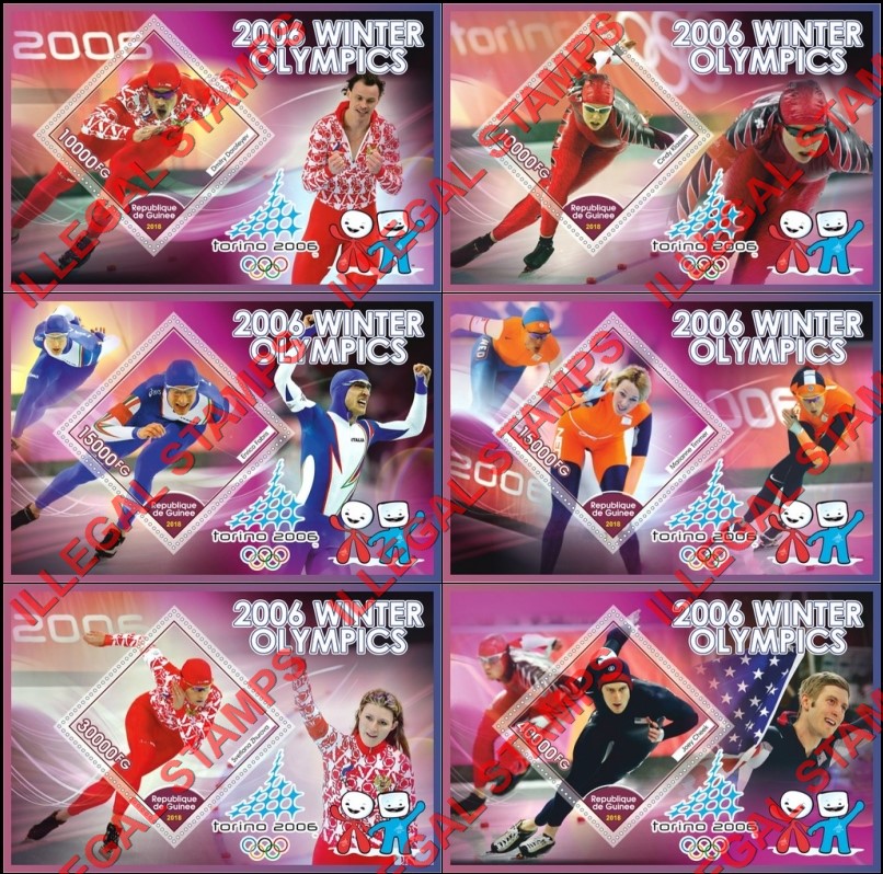 Guinea Republic 2018 Olympic Games in Torino in 2006 Speed Skaters Illegal Stamp Souvenir Sheets of 1 Guinea Republic 2018 Olympic Games in Torino in 2006 Speed Skaters Illegal Stamp Souvenir Sheets of 1