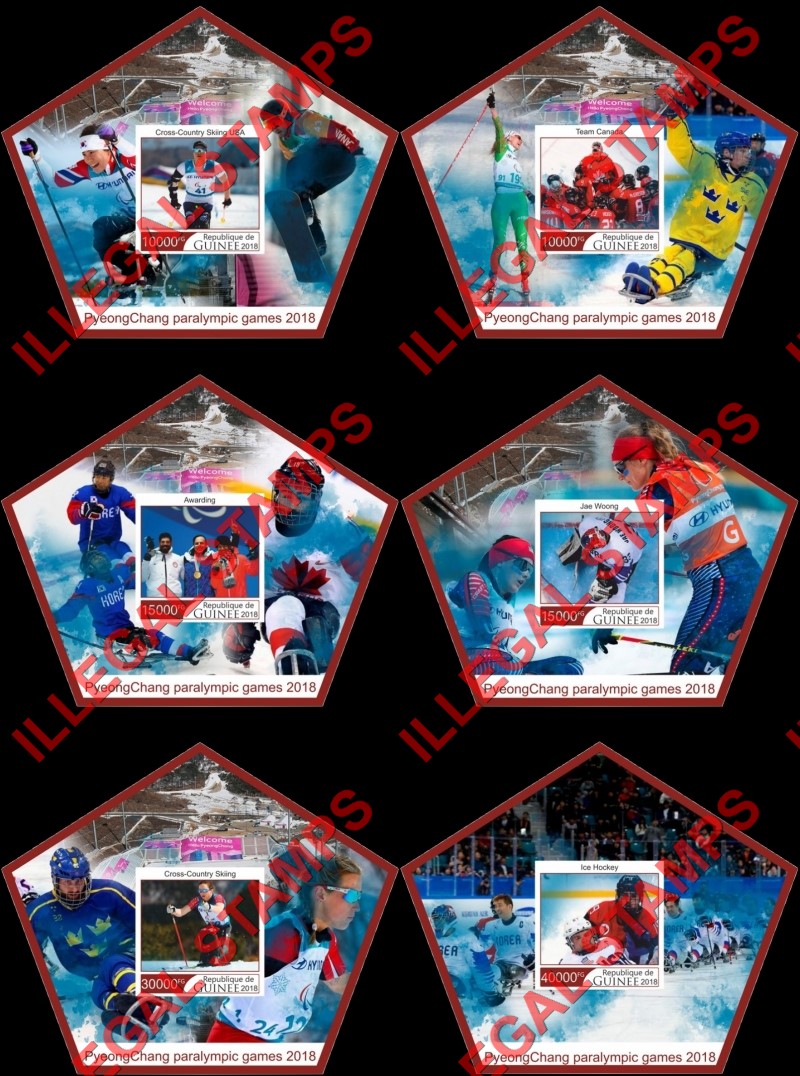 Guinea Republic 2018 Paralympic Games in PyeongChang Illegal Stamp Souvenir Sheets of 1 Guinea Republic 2018 Paralympic Games in PyeongChang Illegal Stamp Souvenir Sheets of 1