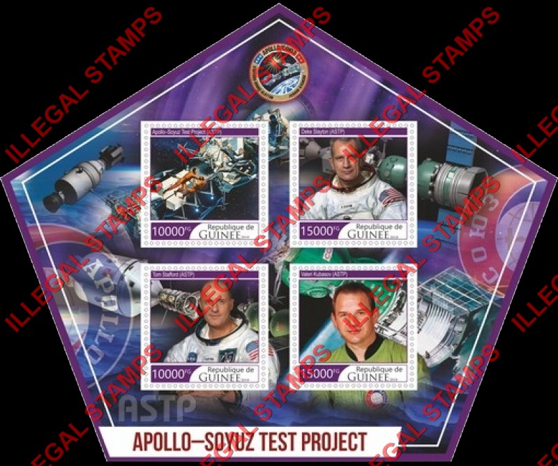 Guinea Republic 2018 Space Apollo Soyuz Test Project Illegal Stamp Souvenir Sheet of 4 Guinea Republic 2018 Space Apollo Soyuz Test Project Illegal Stamp Souvenir Sheet of 4
