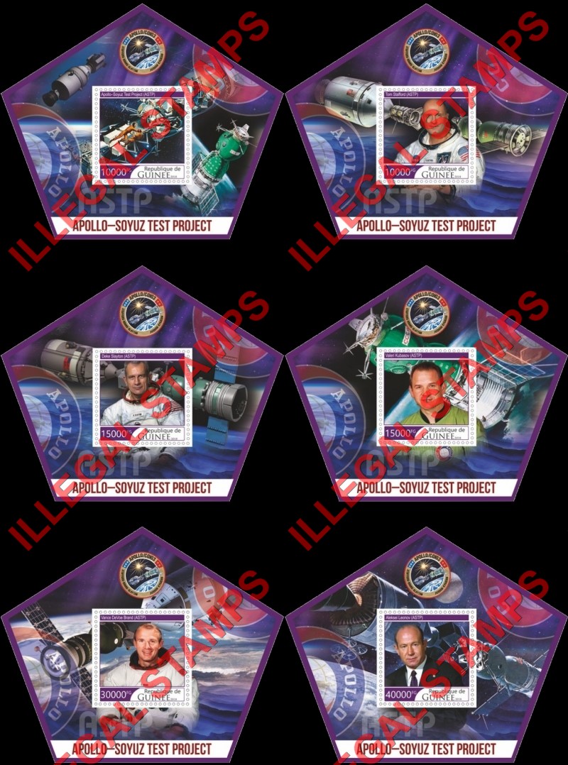 Guinea Republic 2018 Space Apollo Soyuz Test Project Illegal Stamp Souvenir Sheets of 1 Guinea Republic 2018 Space Apollo Soyuz Test Project Illegal Stamp Souvenir Sheets of 1