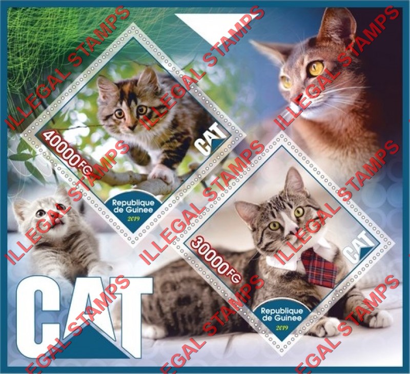 Guinea Republic 2019 Cats Illegal Stamp Souvenir Sheet of 2 Guinea Republic 2019 Cats Illegal Stamp Souvenir Sheet of 2