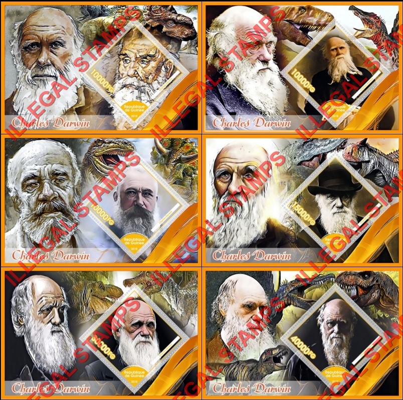 Guinea Republic 2019 Charles Darwin Illegal Stamp Souvenir Sheets of 1 Guinea Republic 2019 Charles Darwin Illegal Stamp Souvenir Sheets of 1