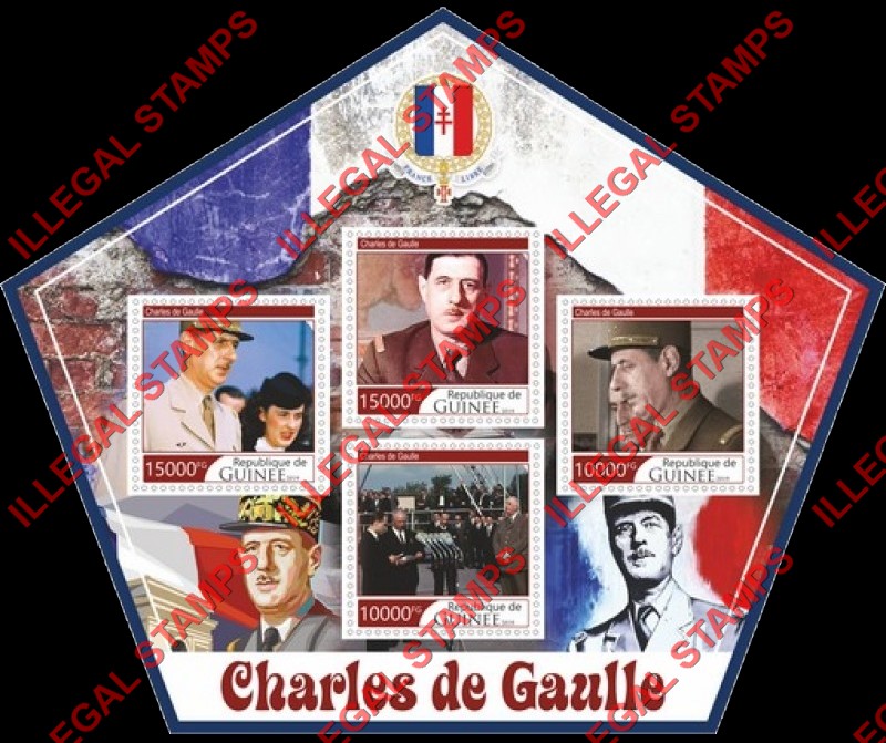 Guinea Republic 2019 Charles de Gaulle Illegal Stamp Souvenir Sheet of 4 Guinea Republic 2019 Charles de Gaulle Illegal Stamp Souvenir Sheet of 4
