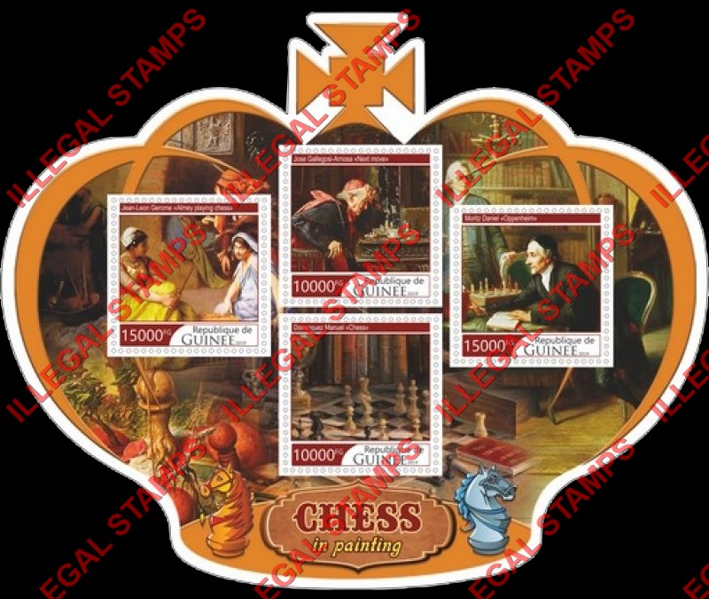 Guinea Republic 2019 Chess in Paintings Illegal Stamp Souvenir Sheet of 4 Guinea Republic 2019 Chess in Paintings Illegal Stamp Souvenir Sheet of 4