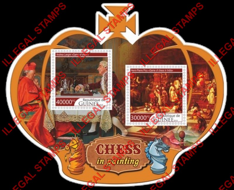Guinea Republic 2019 Chess in Paintings Illegal Stamp Souvenir Sheet of 2 Guinea Republic 2019 Chess in Paintings Illegal Stamp Souvenir Sheet of 2