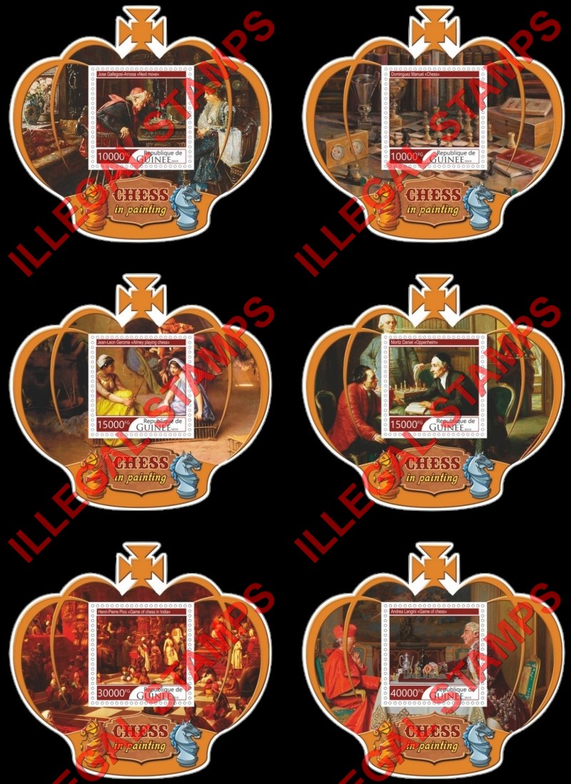 Guinea Republic 2019 Chess in Paintings Illegal Stamp Souvenir Sheets of 1 Guinea Republic 2019 Chess in Paintings Illegal Stamp Souvenir Sheets of 1