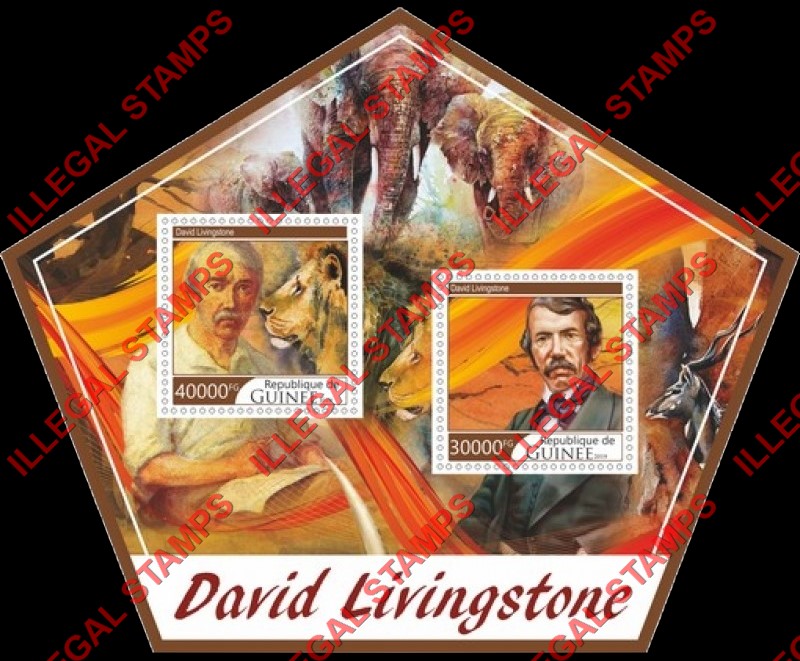 Guinea Republic 2019 David Livingstone Illegal Stamp Souvenir Sheet of 2 Guinea Republic 2019 David Livingstone Illegal Stamp Souvenir Sheet of 2