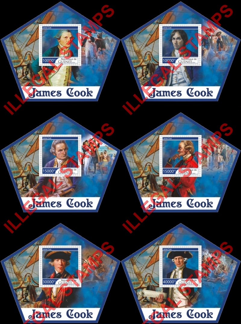 Guinea Republic 2019 James Cook Illegal Stamp Souvenir Sheets of 1 Guinea Republic 2019 James Cook Illegal Stamp Souvenir Sheets of 1