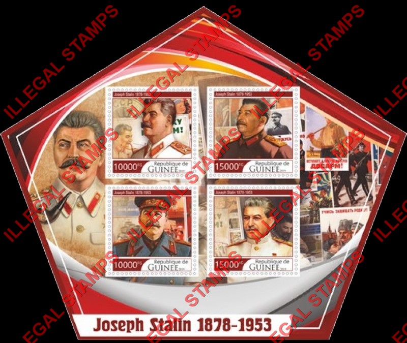 Guinea Republic 2019 Joseph Stalin Illegal Stamp Souvenir Sheet of 4 Guinea Republic 2019 Joseph Stalin Illegal Stamp Souvenir Sheet of 4