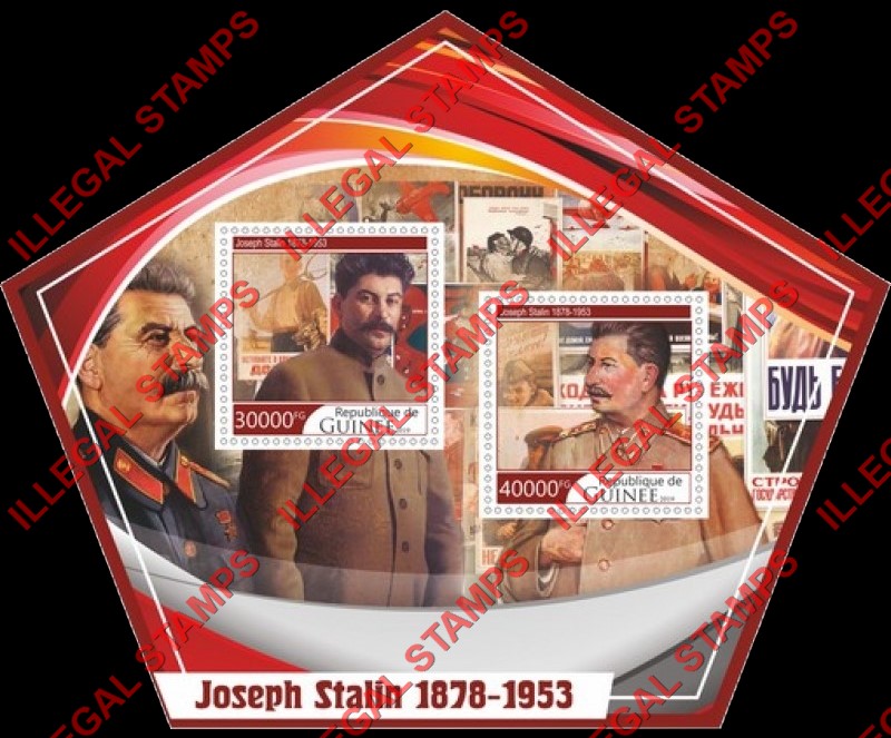 Guinea Republic 2019 Joseph Stalin Illegal Stamp Souvenir Sheet of 2 Guinea Republic 2019 Joseph Stalin Illegal Stamp Souvenir Sheet of 2