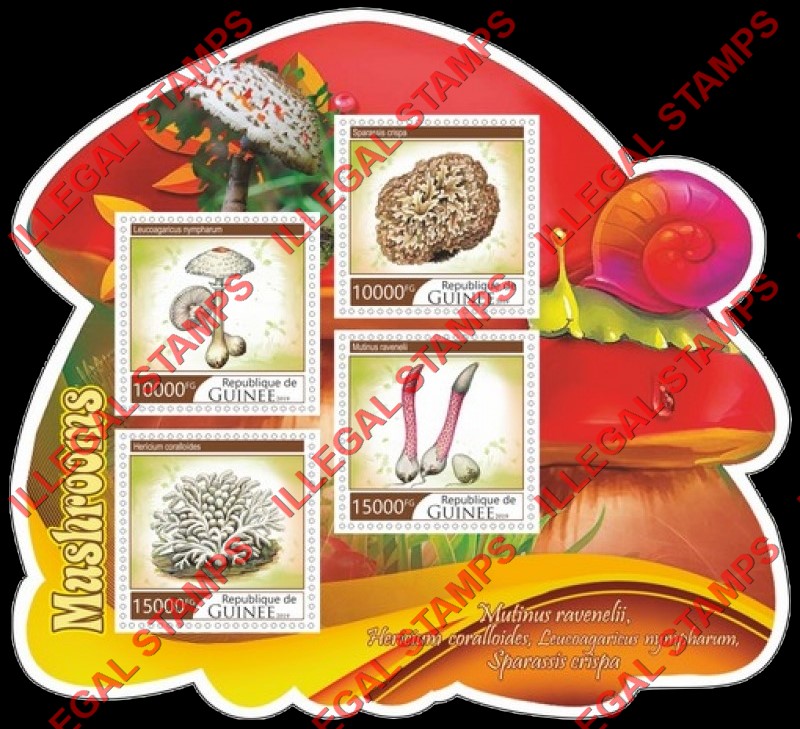 Guinea Republic 2019 Mushrooms Illegal Stamp Souvenir Sheet of 4 Guinea Republic 2019 Mushrooms Illegal Stamp Souvenir Sheet of 4