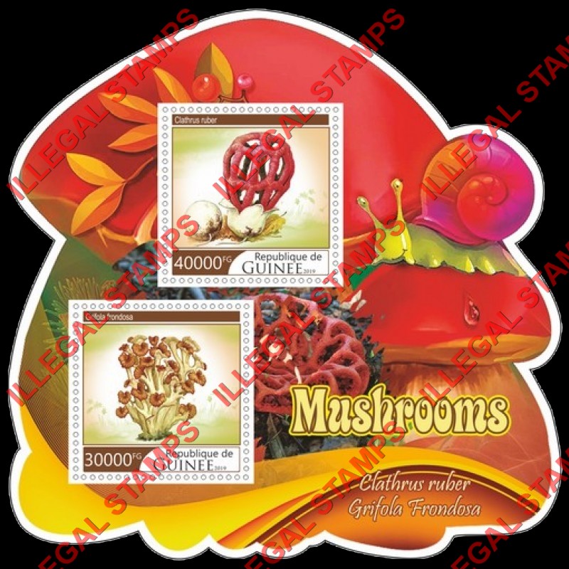 Guinea Republic 2019 Mushrooms Illegal Stamp Souvenir Sheet of 2 Guinea Republic 2019 Mushrooms Illegal Stamp Souvenir Sheet of 2
