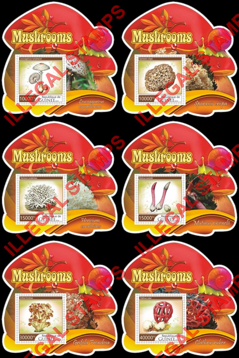 Guinea Republic 2019 Mushrooms Illegal Stamp Souvenir Sheets of 1 Guinea Republic 2019 Mushrooms Illegal Stamp Souvenir Sheets of 1