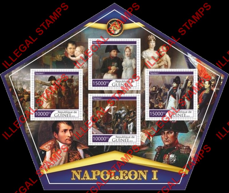 Guinea Republic 2019 Napoleon Bonaparte (different) Illegal Stamp Souvenir Sheet of 4 Guinea Republic 2019 Napoleon Bonaparte (different) Illegal Stamp Souvenir Sheet of 4