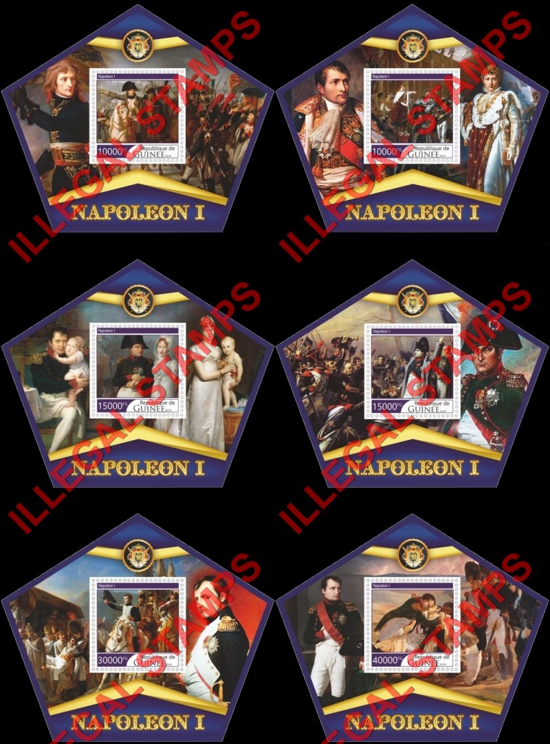Guinea Republic 2019 Napoleon Bonaparte (different) Illegal Stamp Souvenir Sheets of 1 Guinea Republic 2019 Napoleon Bonaparte (different) Illegal Stamp Souvenir Sheets of 1