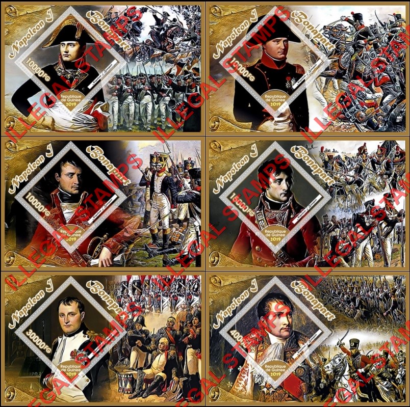 Guinea Republic 2019 Napoleon Bonaparte Illegal Stamp Souvenir Sheets of 1 Guinea Republic 2019 Napoleon Bonaparte Illegal Stamp Souvenir Sheets of 1