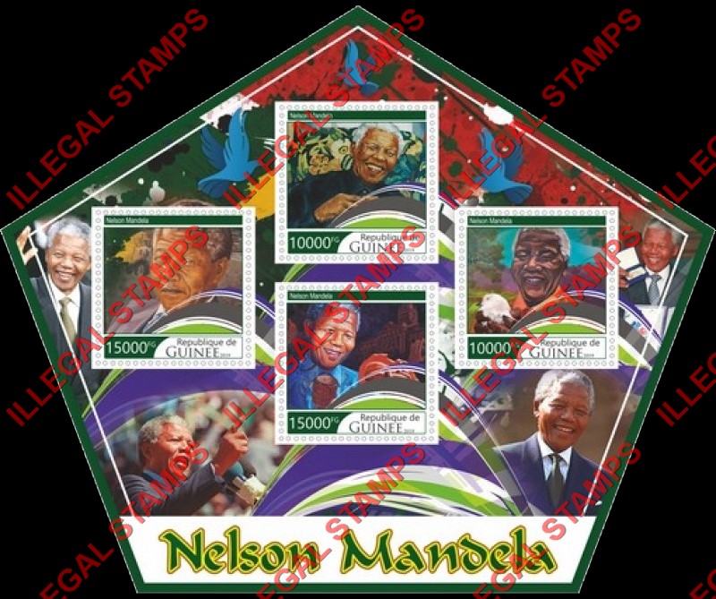 Guinea Republic 2019 Nelson Mandela Illegal Stamp Souvenir Sheet of 4 Guinea Republic 2019 Nelson Mandela Illegal Stamp Souvenir Sheet of 4