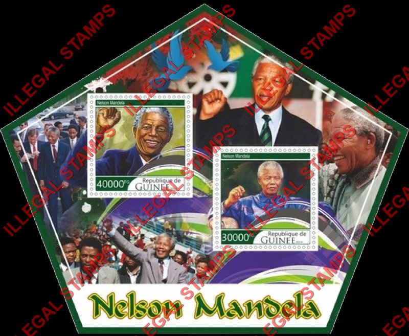 Guinea Republic 2019 Nelson Mandela Illegal Stamp Souvenir Sheet of 2 Guinea Republic 2019 Nelson Mandela Illegal Stamp Souvenir Sheet of 2