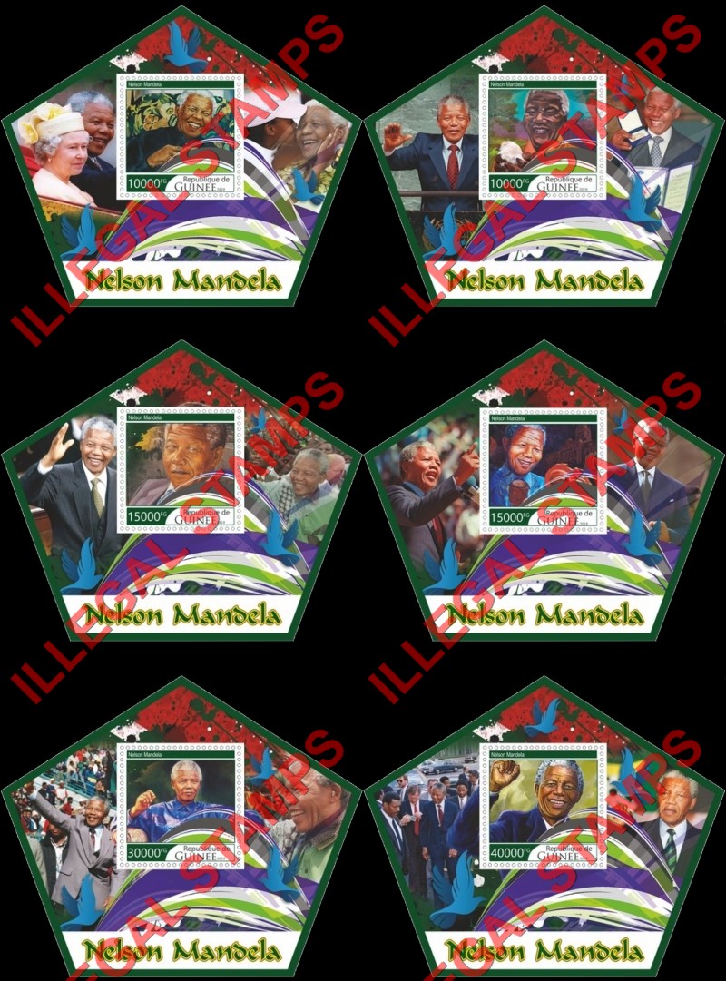 Guinea Republic 2019 Nelson Mandela Illegal Stamp Souvenir Sheets of 1 Guinea Republic 2019 Nelson Mandela Illegal Stamp Souvenir Sheets of 1