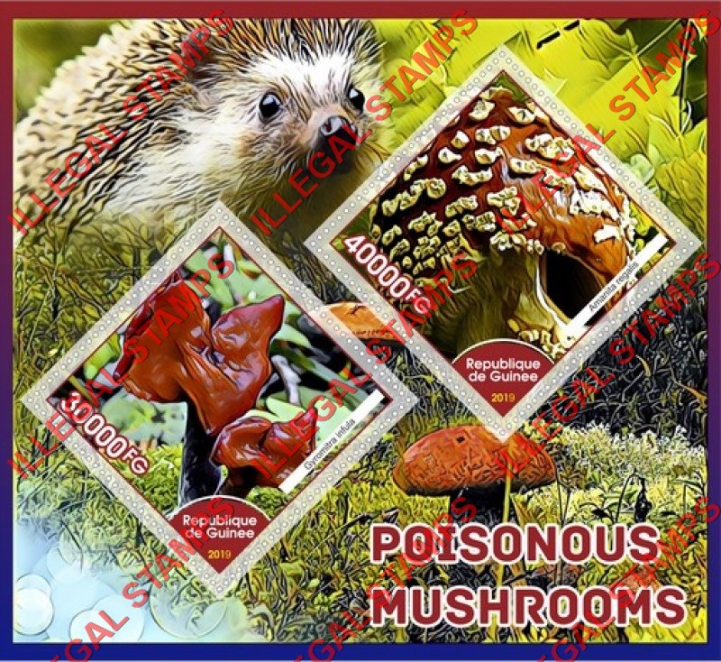 Guinea Republic 2019 Poisonous Mushrooms Illegal Stamp Souvenir Sheet of 2 Guinea Republic 2019 Poisonous Mushrooms Illegal Stamp Souvenir Sheet of 2
