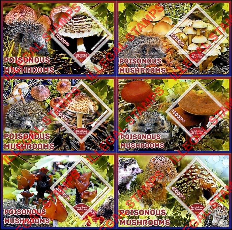 Guinea Republic 2019 Poisonous Mushrooms Illegal Stamp Souvenir Sheets of 1 Guinea Republic 2019 Poisonous Mushrooms Illegal Stamp Souvenir Sheets of 1