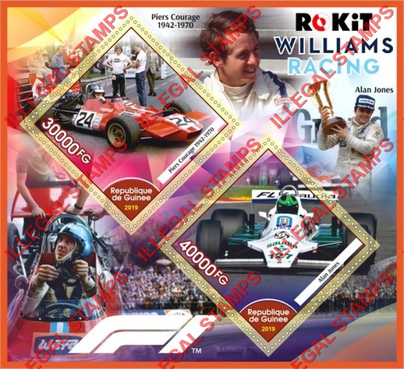 Guinea Republic 2019 RoKiT Williams Racing Illegal Stamp Souvenir Sheet of 2 Guinea Republic 2019 RoKiT Williams Racing Illegal Stamp Souvenir Sheet of 2