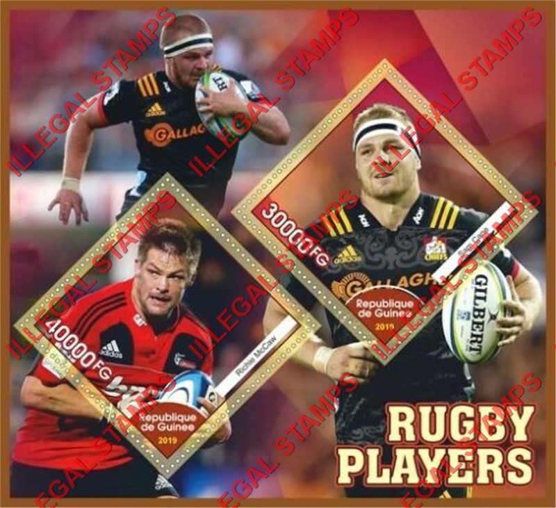 Guinea Republic 2019 Rugby Players (different) Illegal Stamp Souvenir Sheet of 2 Guinea Republic 2019 Rugby Players (different) Illegal Stamp Souvenir Sheet of 2