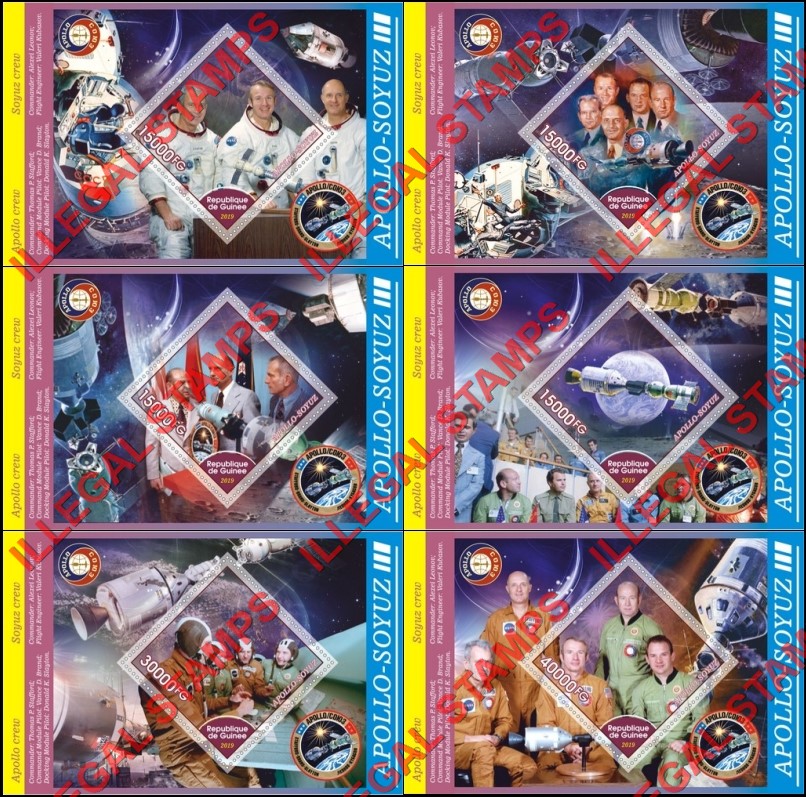 Guinea Republic 2019 Space Apollo Soyuz Illegal Stamp Souvenir Sheets of 1 Guinea Republic 2019 Space Apollo Soyuz Illegal Stamp Souvenir Sheets of 1