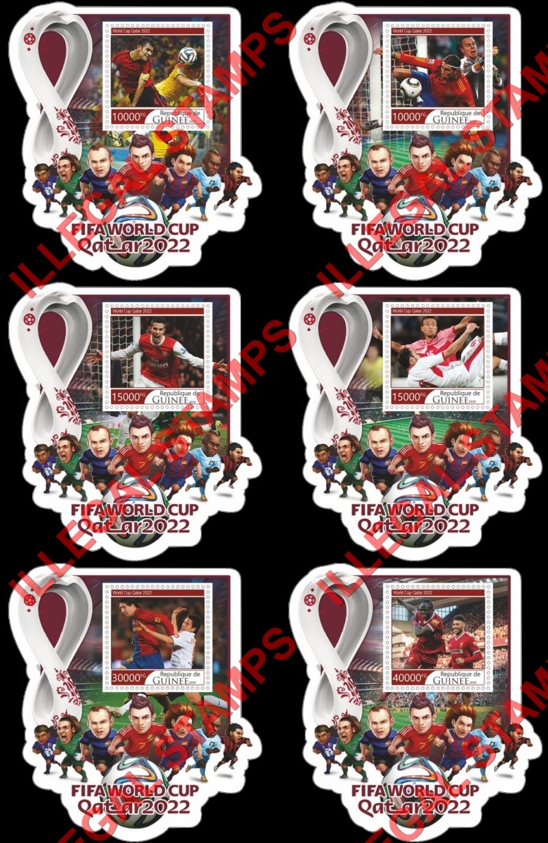 Guinea Republic 2020 FIFA World Cup Soccer in Qatar in 2022 Illegal Stamp Souvenir Sheets of 1