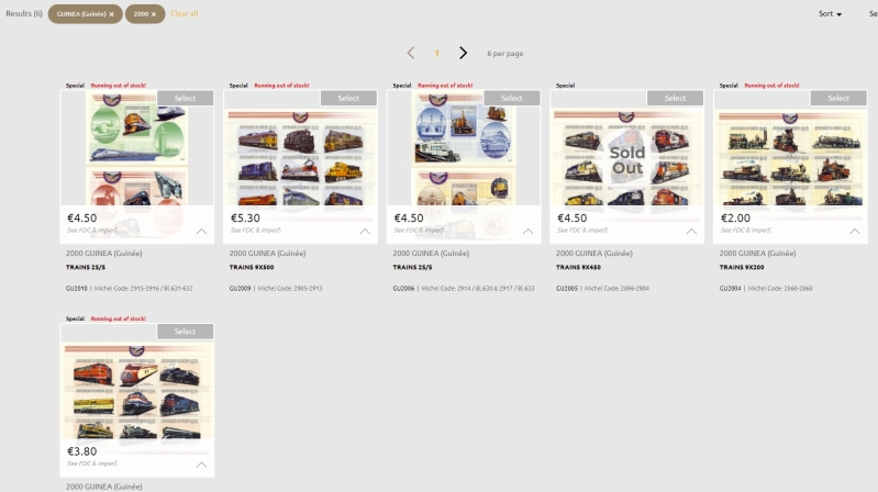 Snapshot of Stamperija Sales offers for Republic of Guinea 2000 Snapshot of Stamperija Sales offers for Republic of Guinea 2000