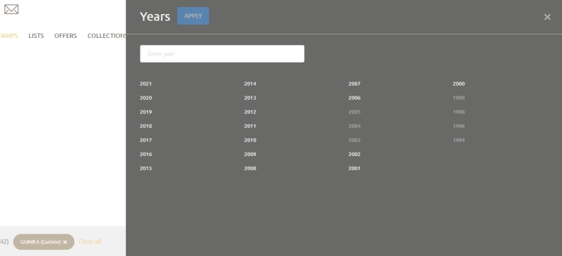 Snapshot of Stamperija Year List for the Republic of Guinea Snapshot of Stamperija Year List for the Republic of Guinea