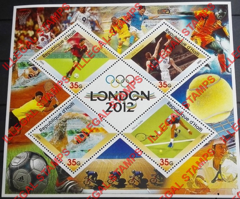Haiti 2005 Olympic Games in London 2012 Illegal Stamp Souvenir Sheet of 4 Plus Label Haiti 2005 Olympic Games in London 2012 Illegal Stamp Souvenir Sheet of 4 Plus Label