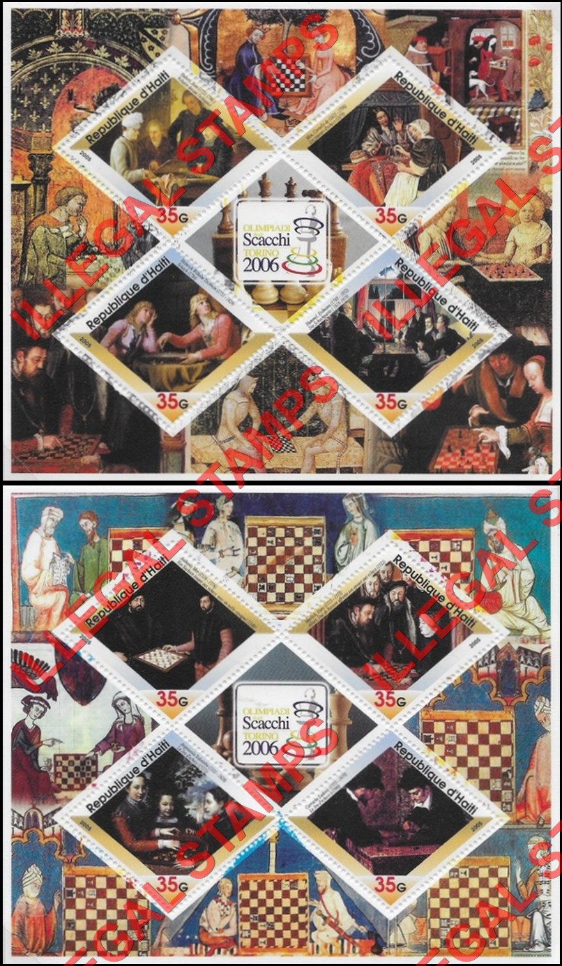 Haiti 2006 Chess Illegal Stamp Souvenir Sheets of 4 Plus Label Haiti 2006 Chess Illegal Stamp Souvenir Sheets of 4 Plus Label