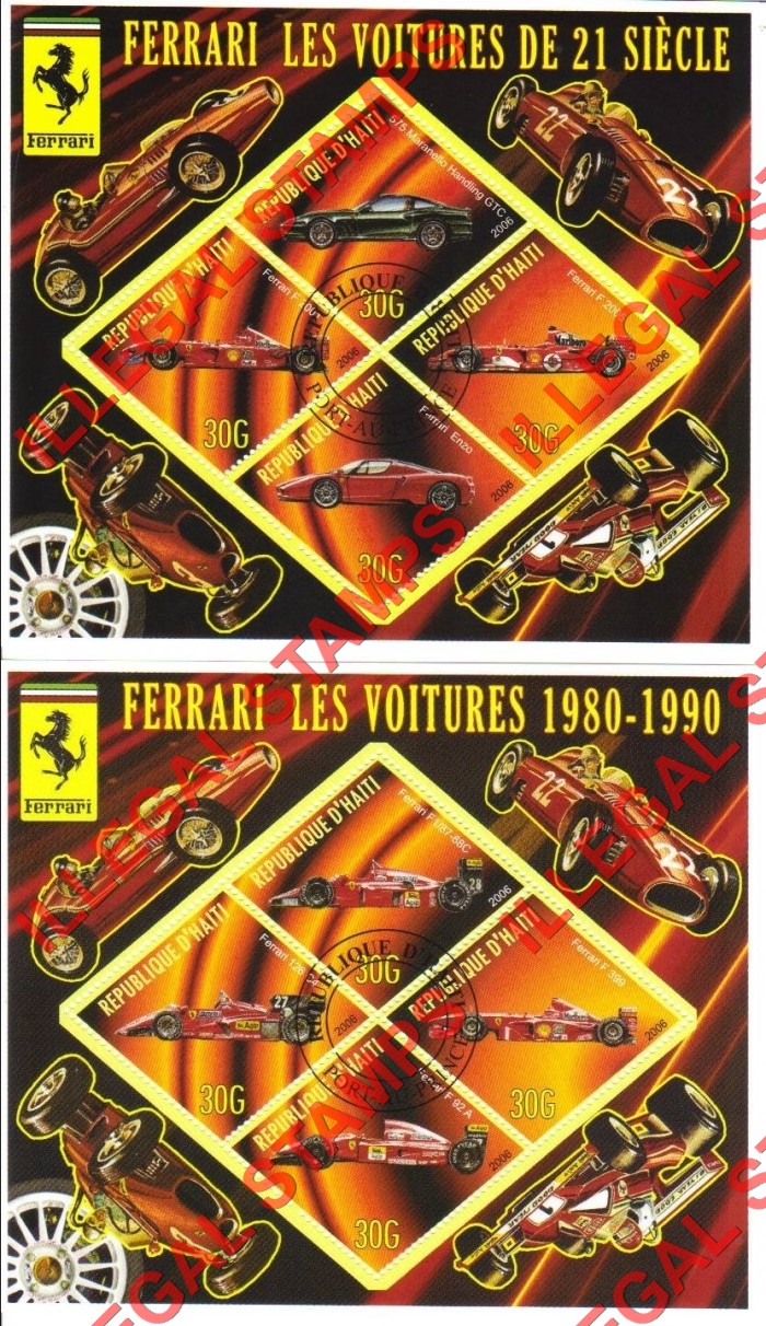 Haiti 2006 Ferrari Illegal Stamp Souvenir Sheets of 4 (Part 1) Haiti 2006 Ferrari Illegal Stamp Souvenir Sheets of 4 (Part 1)
