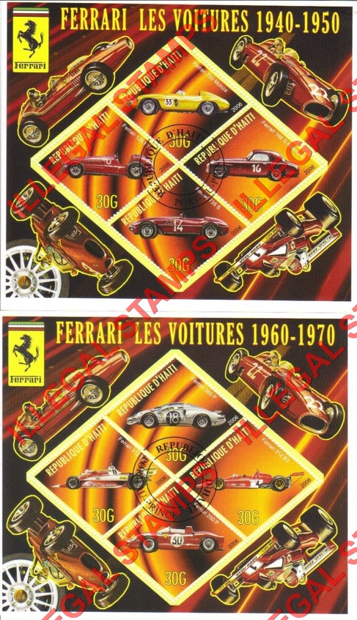 Haiti 2006 Ferrari Illegal Stamp Souvenir Sheets of 4 (Part 2) Haiti 2006 Ferrari Illegal Stamp Souvenir Sheets of 4 (Part 2)