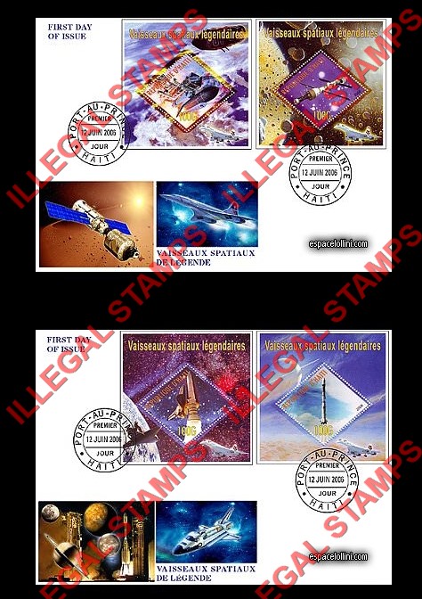 Haiti 2006 Space Legendary Spaceships Illegal Stamp Souvenir Sheets of 1 on Fake First Day Covers Haiti 2006 Space Legendary Spaceships Illegal Stamp Souvenir Sheets of 1 on Fake First Day Covers