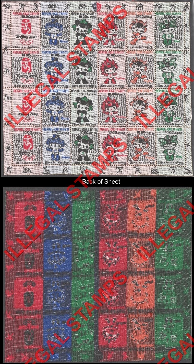 Haiti 2007 Olympic Games in Beijing 2008 Illegal Stamp Silk Sheet of 24 Haiti 2007 Olympic Games in Beijing 2008 Illegal Stamp Silk Sheet of 24