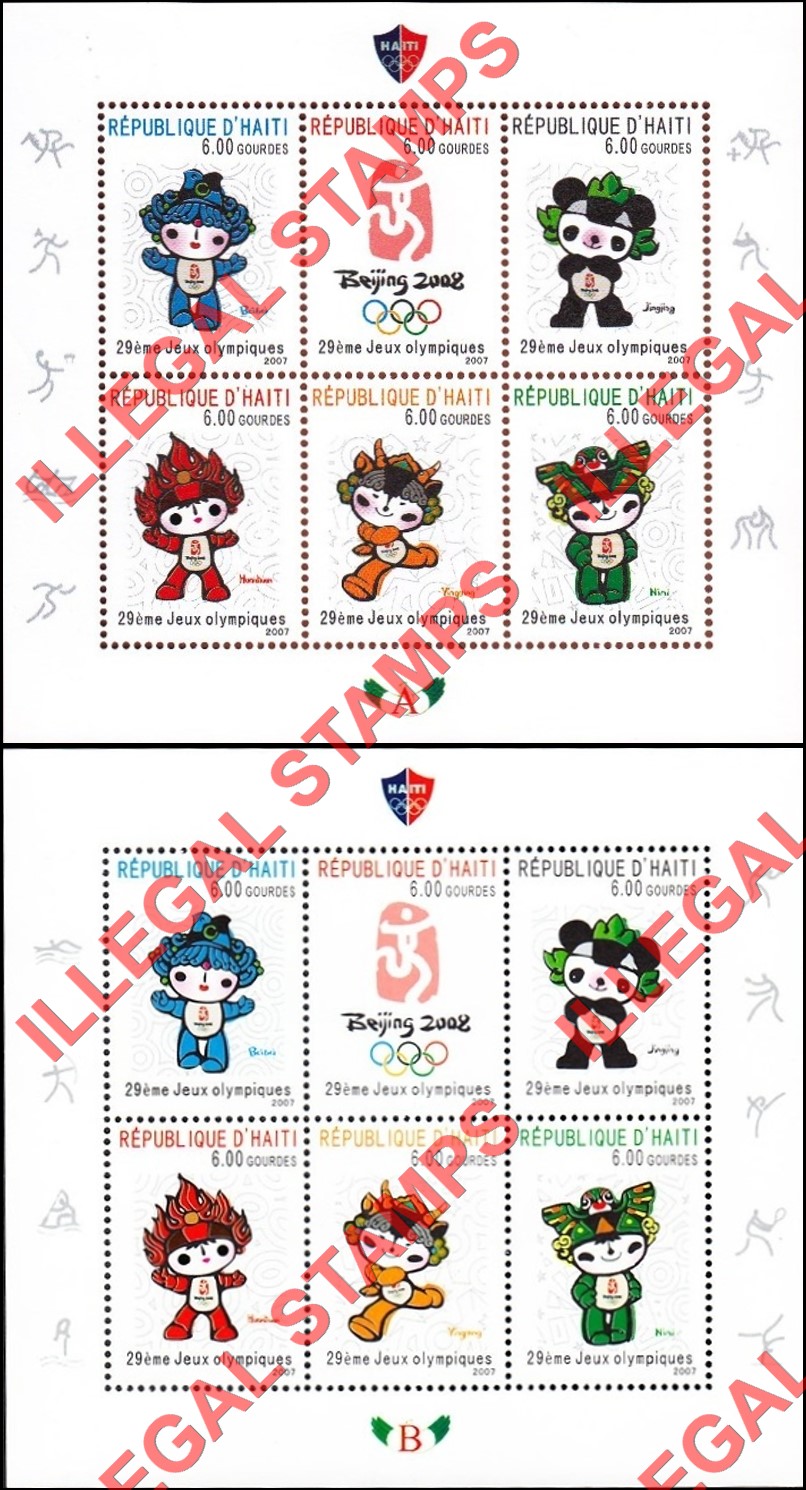 Haiti 2007 Olympic Games in Beijing 2008 Illegal Stamp Souvenir Sheets of 6 (Part 1) Haiti 2007 Olympic Games in Beijing 2008 Illegal Stamp Souvenir Sheets of 6 (Part 1)