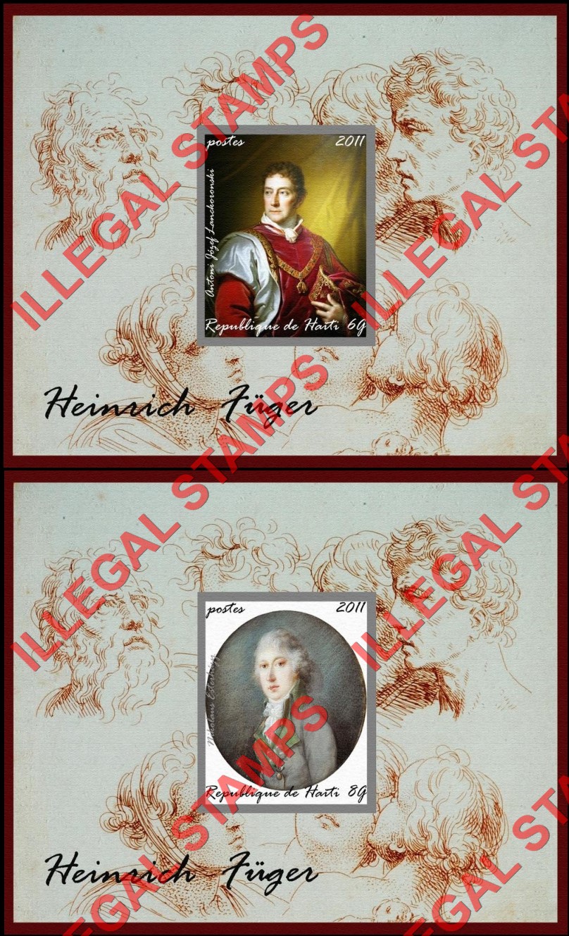 Haiti 2011 Paintings by Heinrich Fuger Illegal Stamp Souvenir Sheets of 1 (Part 3) Haiti 2011 Paintings by Heinrich Fuger Illegal Stamp Souvenir Sheets of 1 (Part 3)