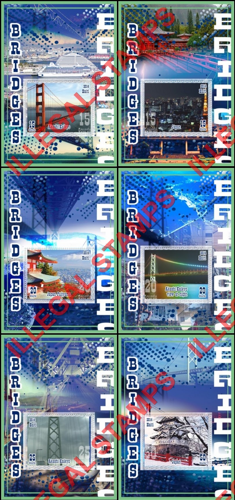 Haiti 2014 Bridges Illegal Stamp Souvenir Sheets of 1 Haiti 2014 Bridges Illegal Stamp Souvenir Sheets of 1